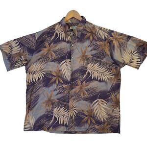 Tori Richard Hawaiian Shirt Men's 2XL Purple Tropical Cotton Lawn Button Up